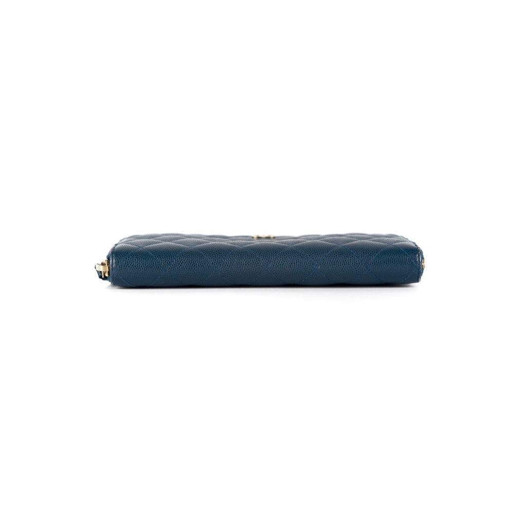 Chanel Caviar Navy Zip Long Wallet