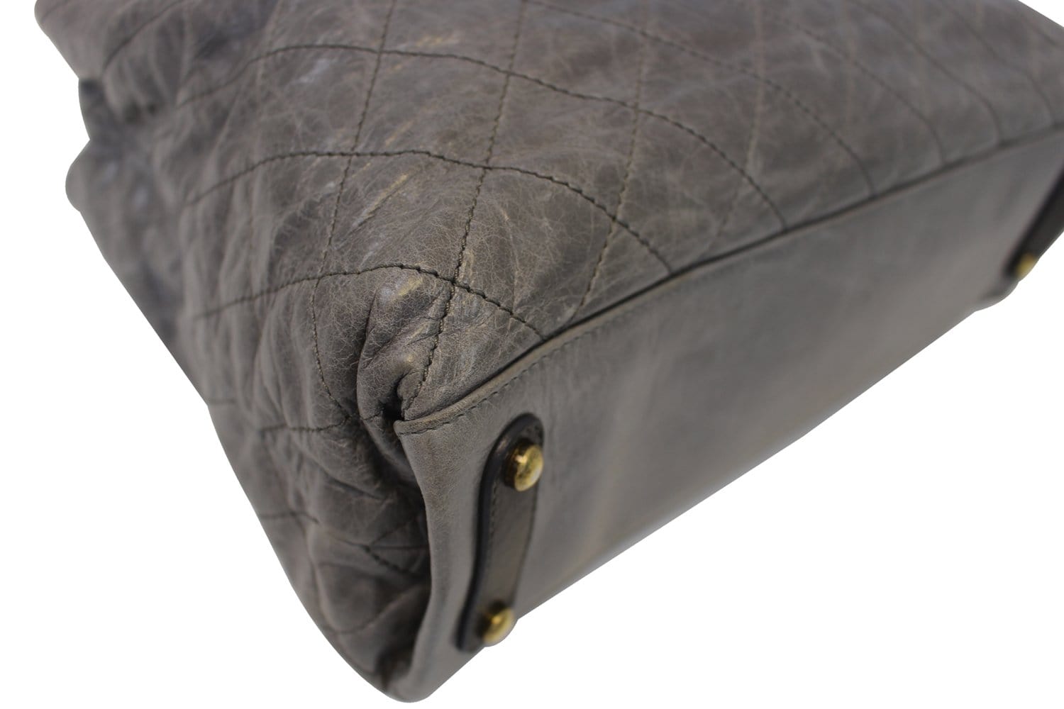 CHANEL Grey Quilted Calfskin Leather Stingray Bindi CC Shopper Tote Bag