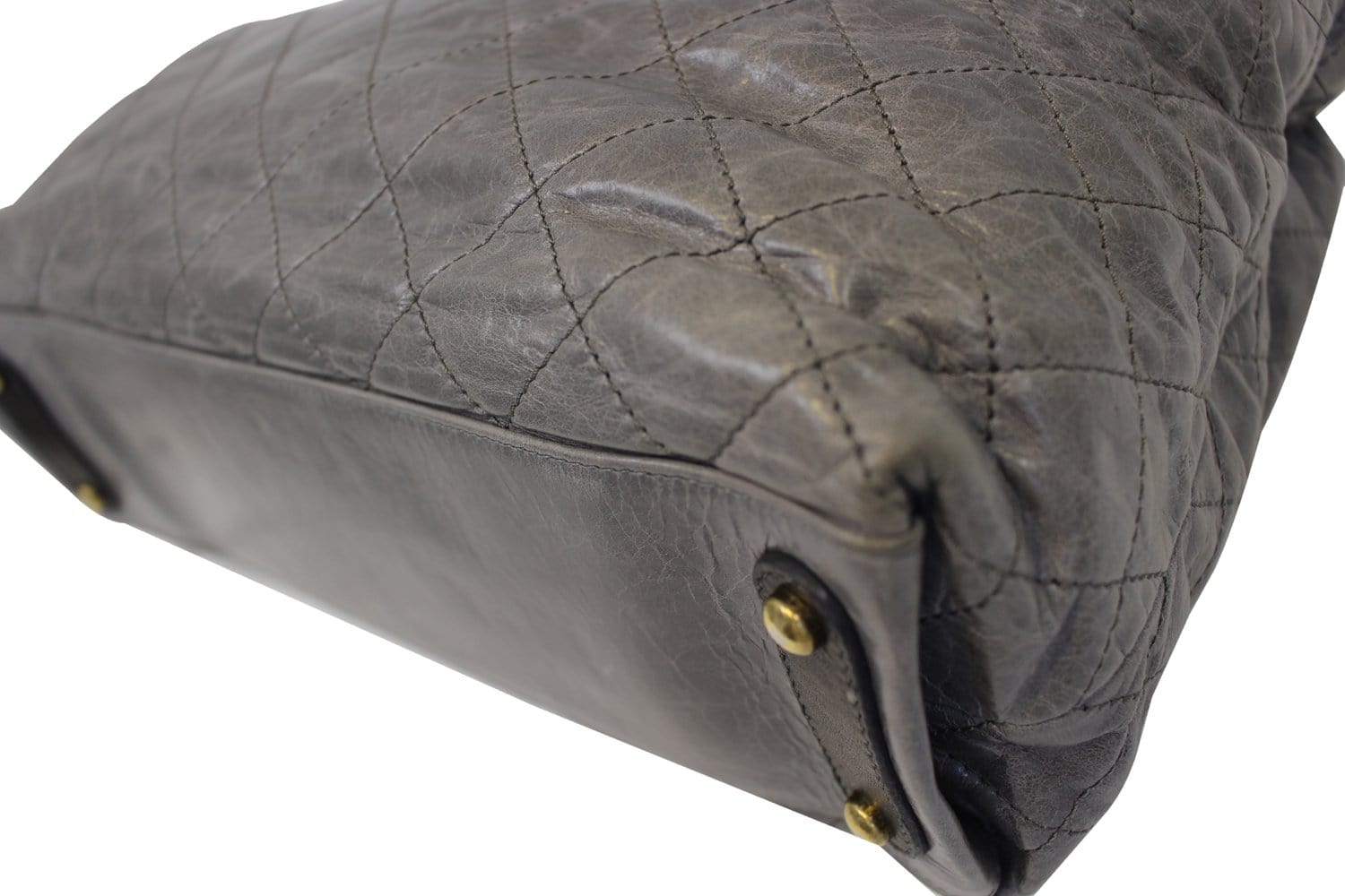 CHANEL Grey Quilted Calfskin Leather Stingray Bindi CC Shopper Tote Bag
