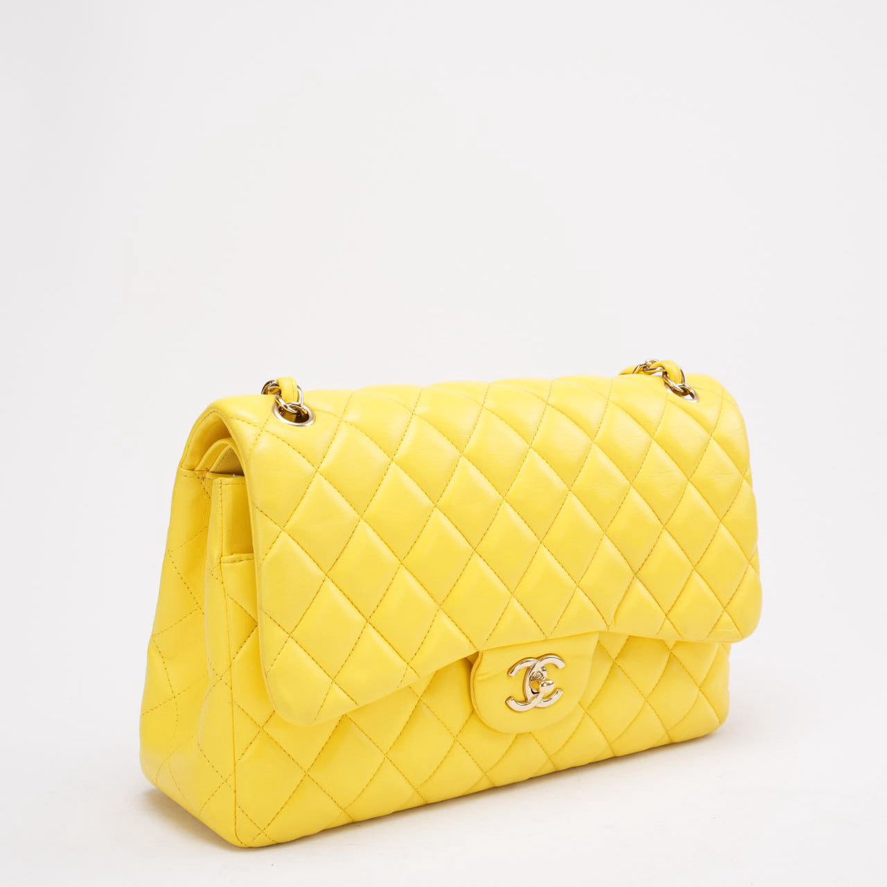 Chanel Classic Jumbo Double Flap Yellow Lambskin 2011