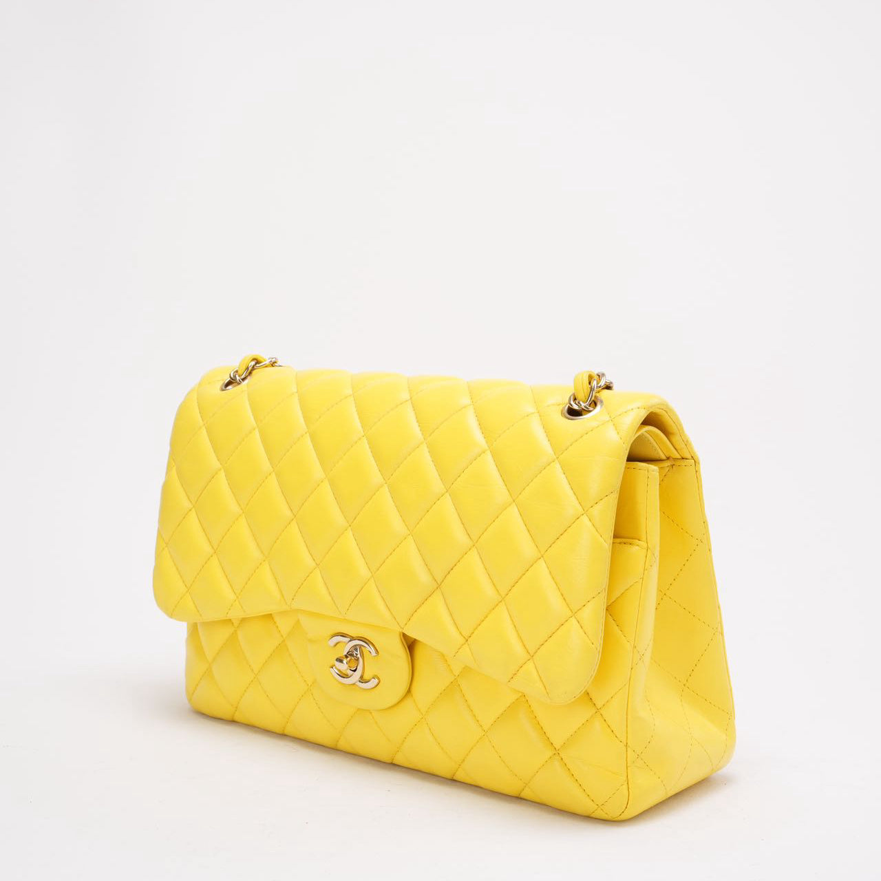Chanel Classic Jumbo Double Flap Yellow Lambskin 2011