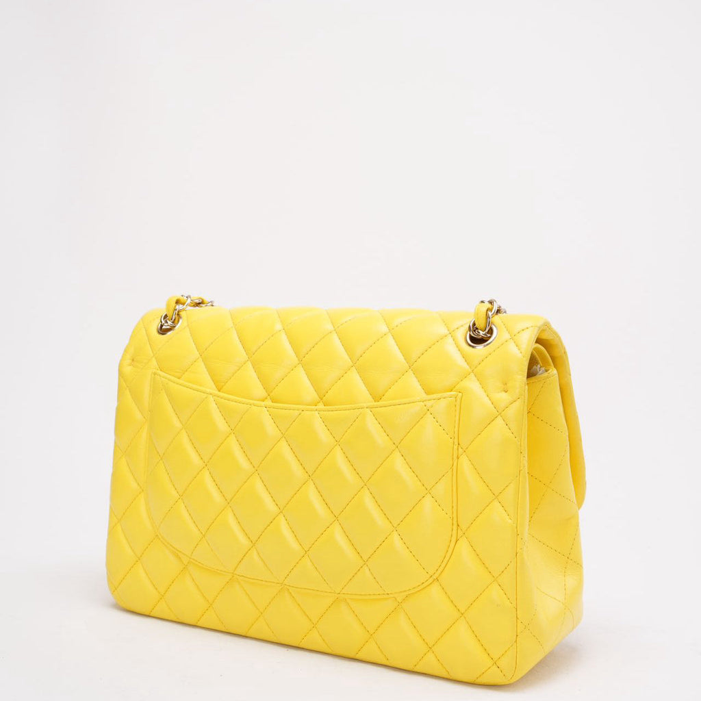 Chanel Classic Jumbo Double Flap Yellow Lambskin 2011