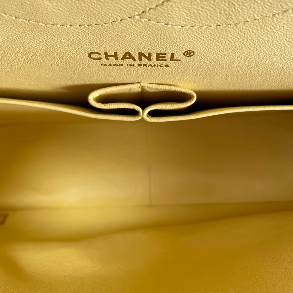 Chanel Classic Jumbo Double Flap Yellow Lambskin 2011