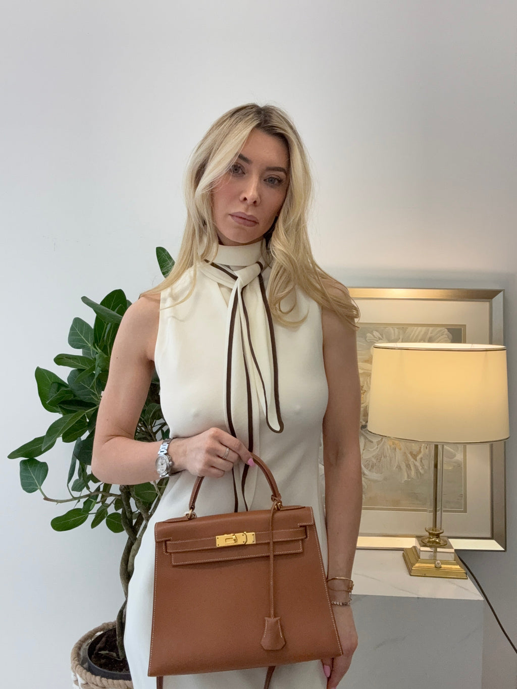 Hermès Vintage Gold Kelly Sellier 32 Epsom Y Circle 1995
