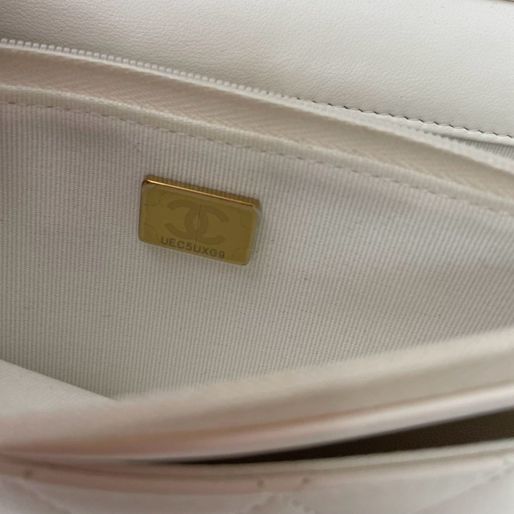Chanel Classic Wallet on Chain (WOC) 22B White Enamel