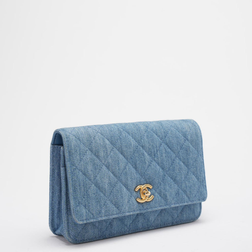 Chanel Denim Wallet On Chain (Woc) CC Pearl Crush Blue Bag from 2022