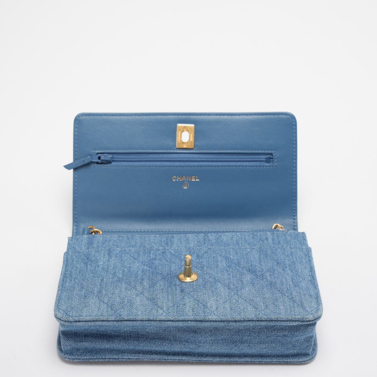 Chanel Denim Wallet On Chain (Woc) CC Pearl Crush Blue Bag from 2022