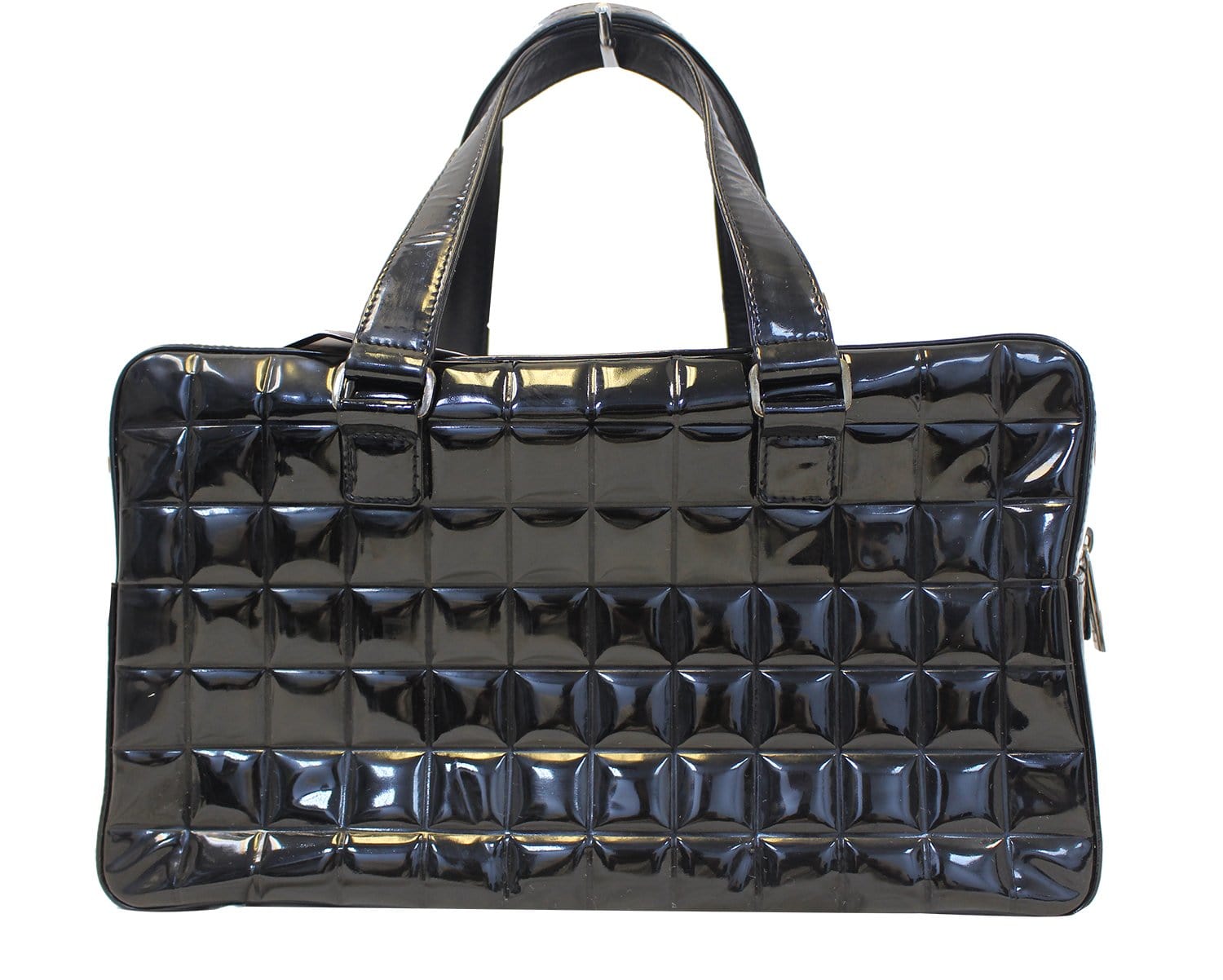 CHANEL Choco Bar Black Patent Leather Travel Bag