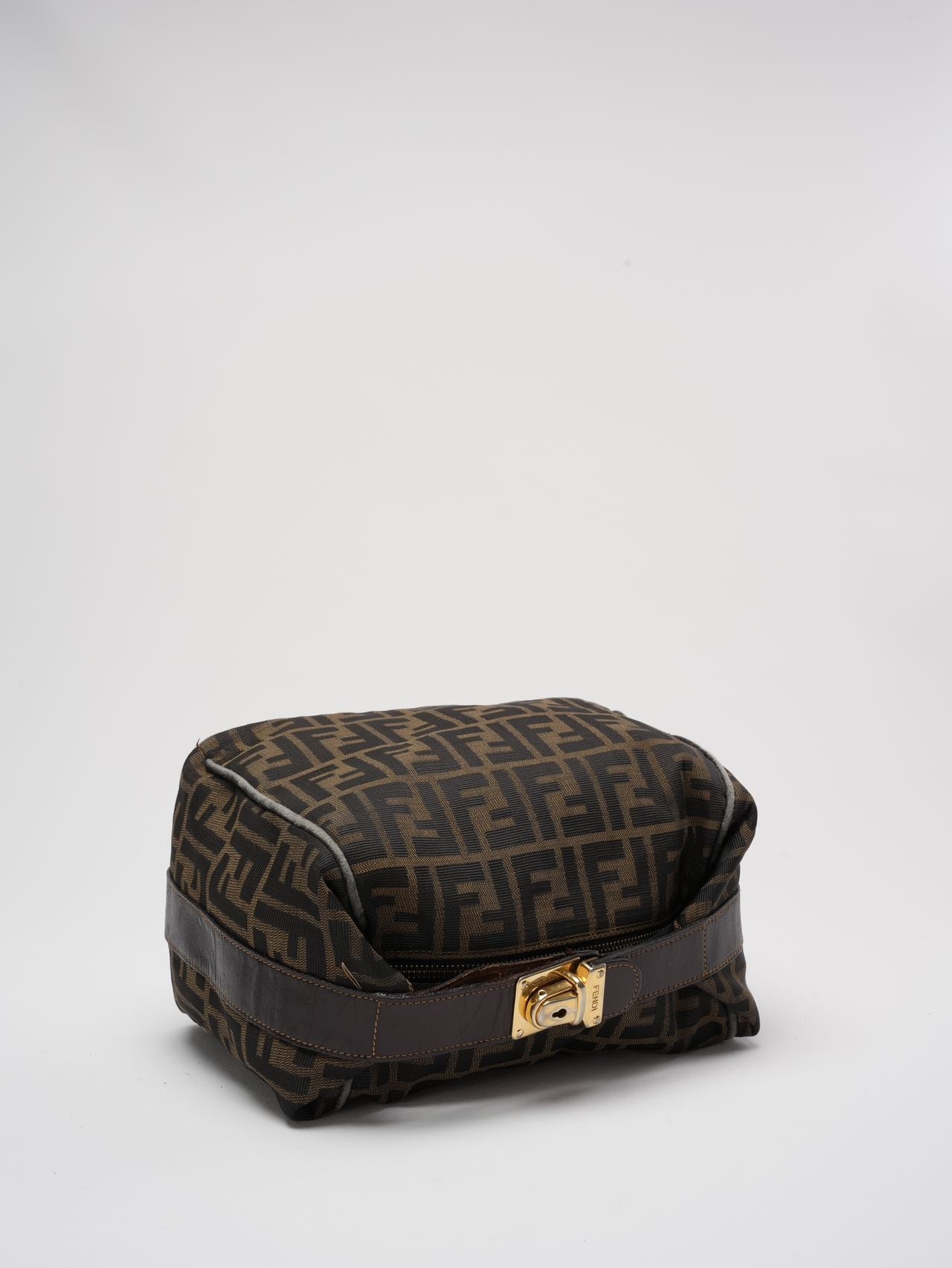Fendi Black / Brown Vanity Zucca Canvns Cosmetic Bag