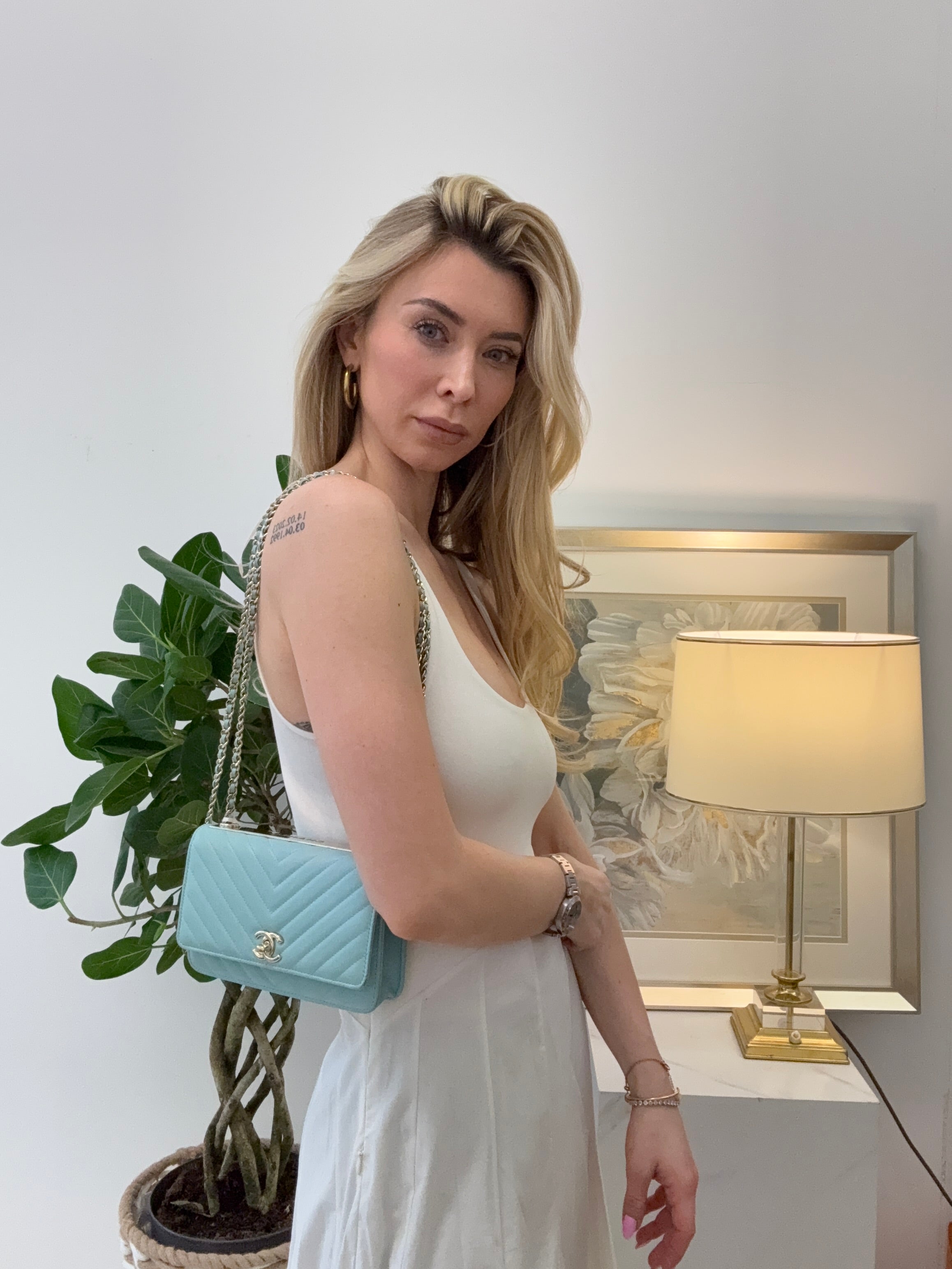 Chanel Trendy CC Wallet On Chain (WOC) Blue