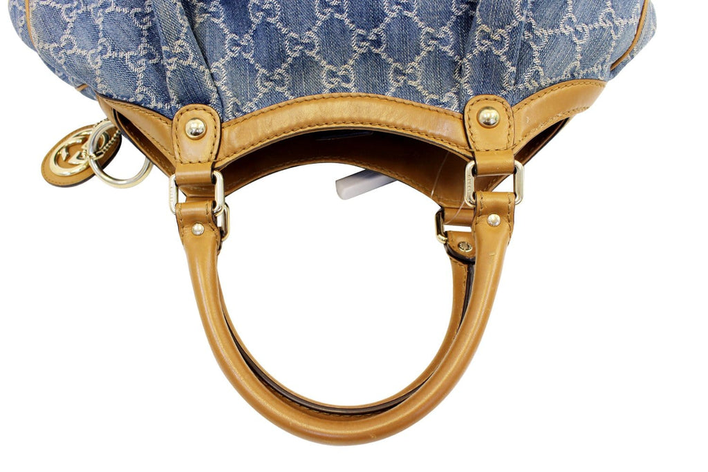 GUCCI GG Blue Denim Sukey Tote Shoulder Bag Gucci Sukey