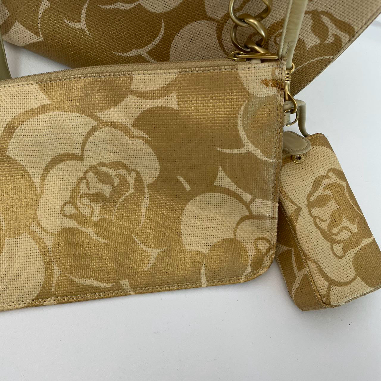 Chanel Raffia Camellia Small Tote Bag Beige