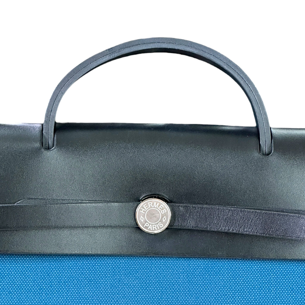 Hermès Herbag Messenger 39 Blue Canvas PHW