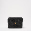 Chanel Vintage Camera Bag Black Leather with Gold Hardware