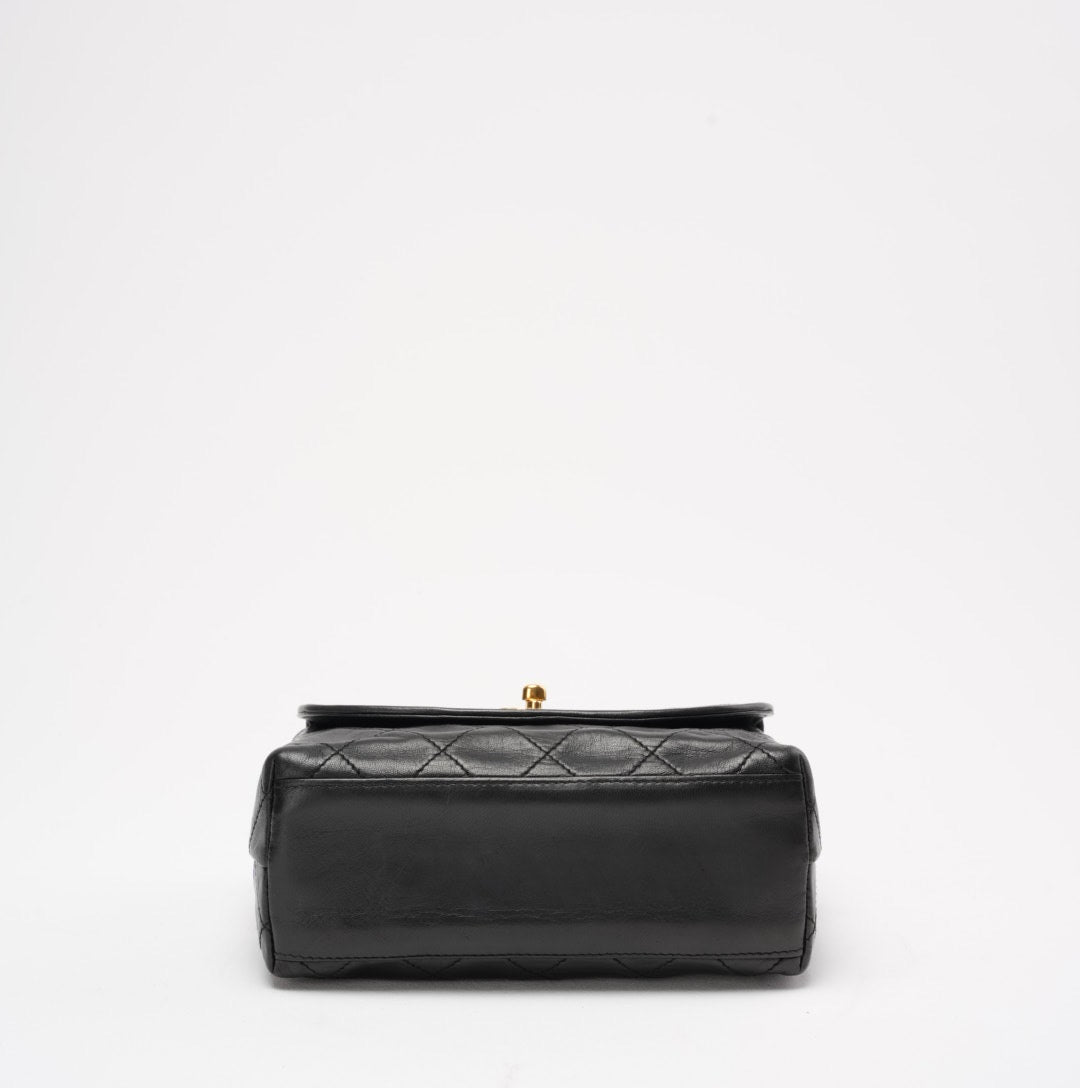 Chanel Vintage Camera Bag Black Leather with Gold Hardware