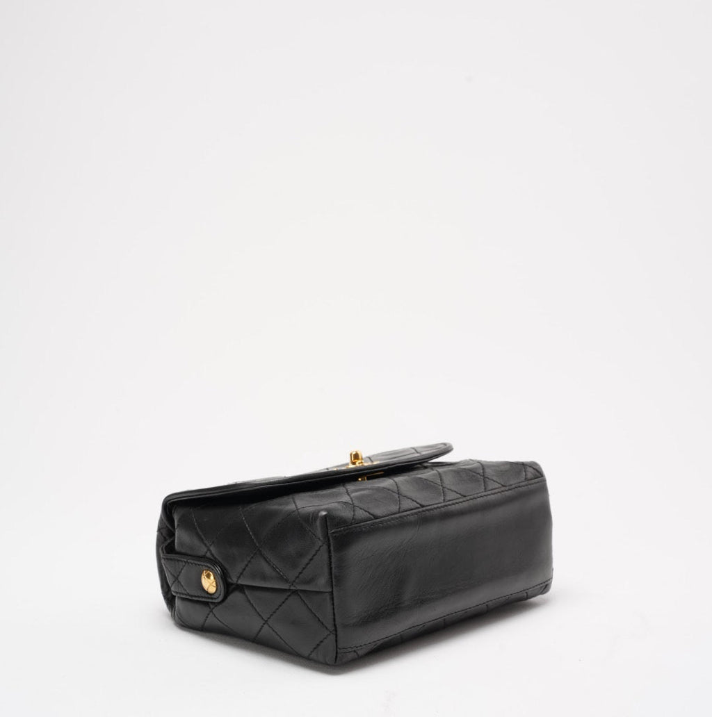 Chanel Vintage Camera Bag Black Leather with Gold Hardware