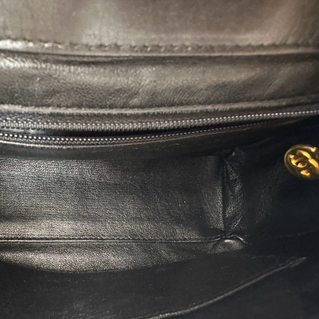 Chanel Vintage Camera Bag Black Leather with Gold Hardware