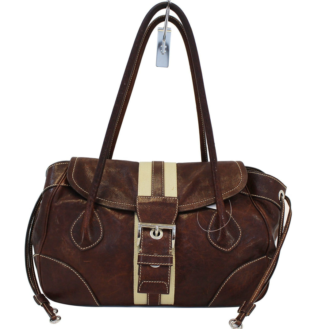 PRADA Burgundy Flap Shoulder Handbag
