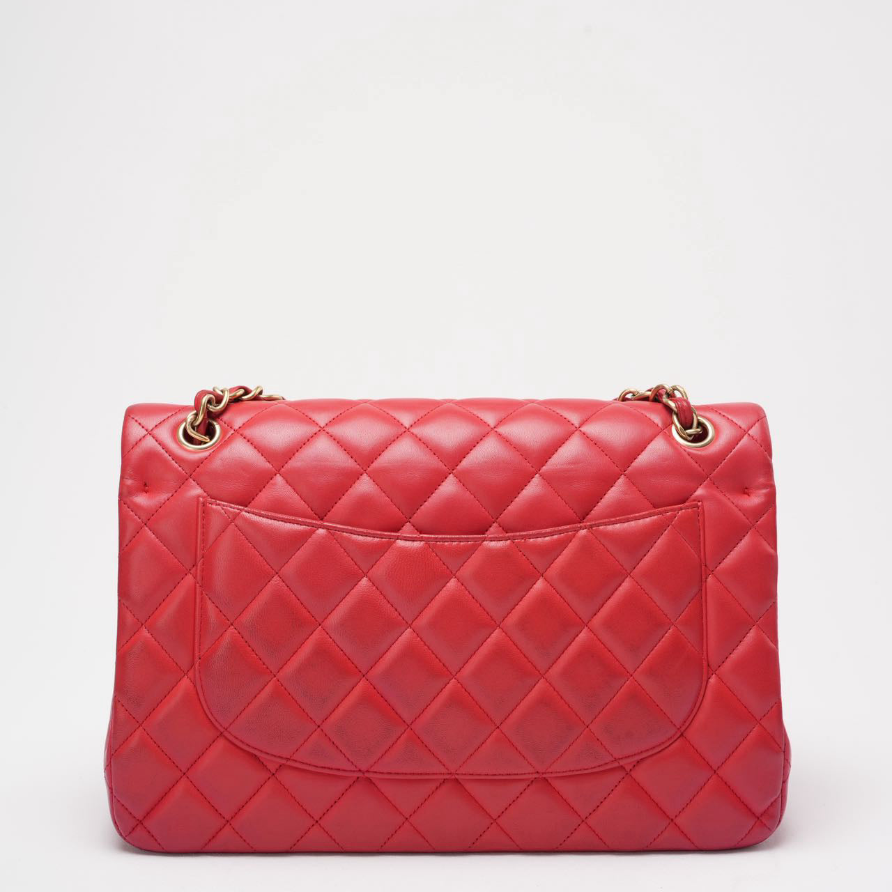 Chanel Timeless Classic Double Flap Jumbo Bag Red Lambskin Preloved