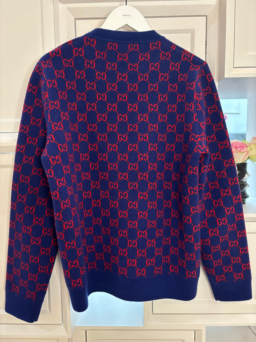 Gucci Blue Jacquard Wool & Cashmere-Blend Sweater M