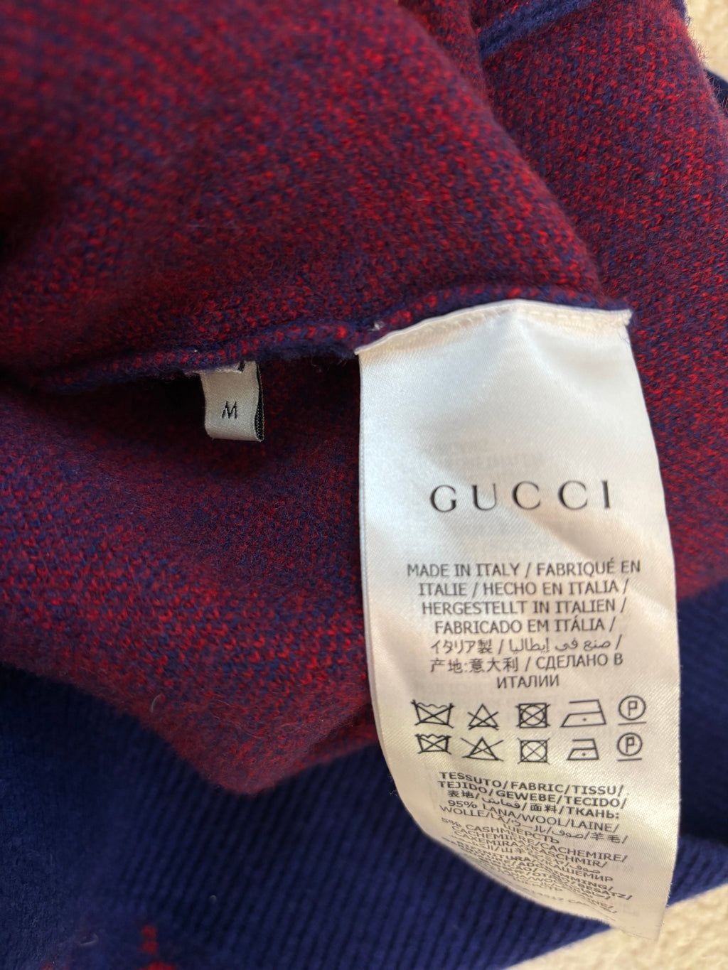Gucci Blue Jacquard Wool & Cashmere-Blend Sweater M