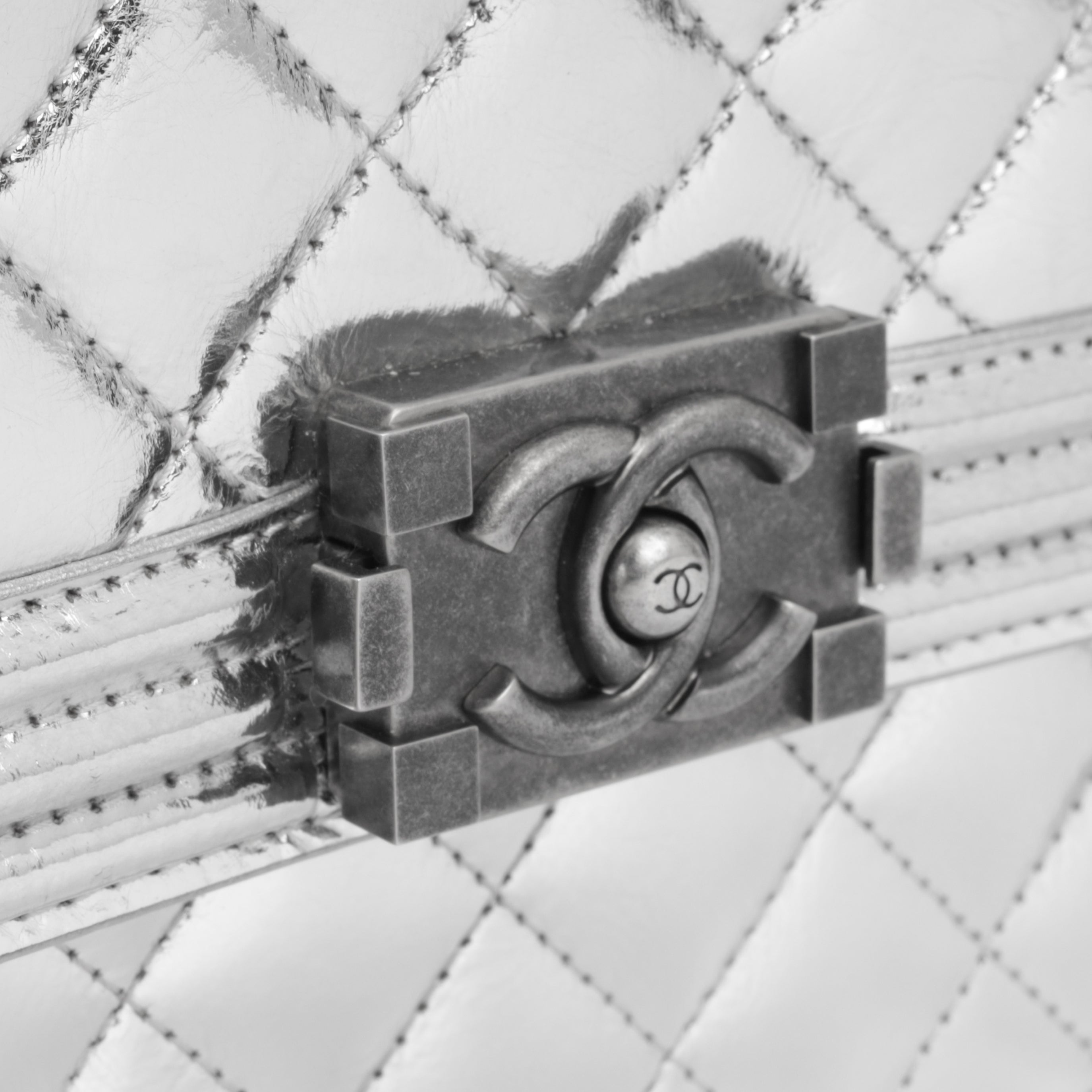 Chanel North South Boy Bag - Silver