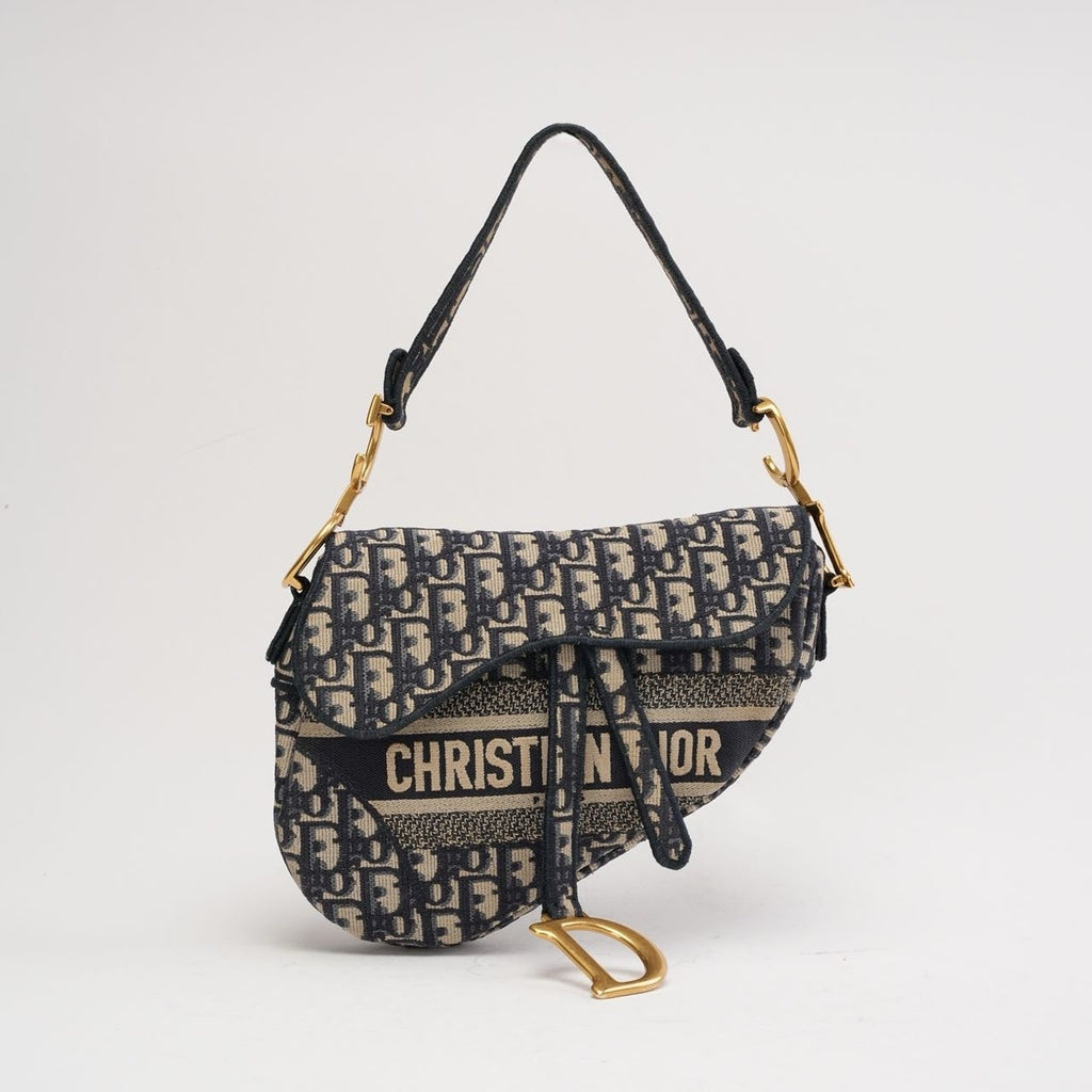 Christian Dior Medium Saddle Oblique Canvas Blue 2019
