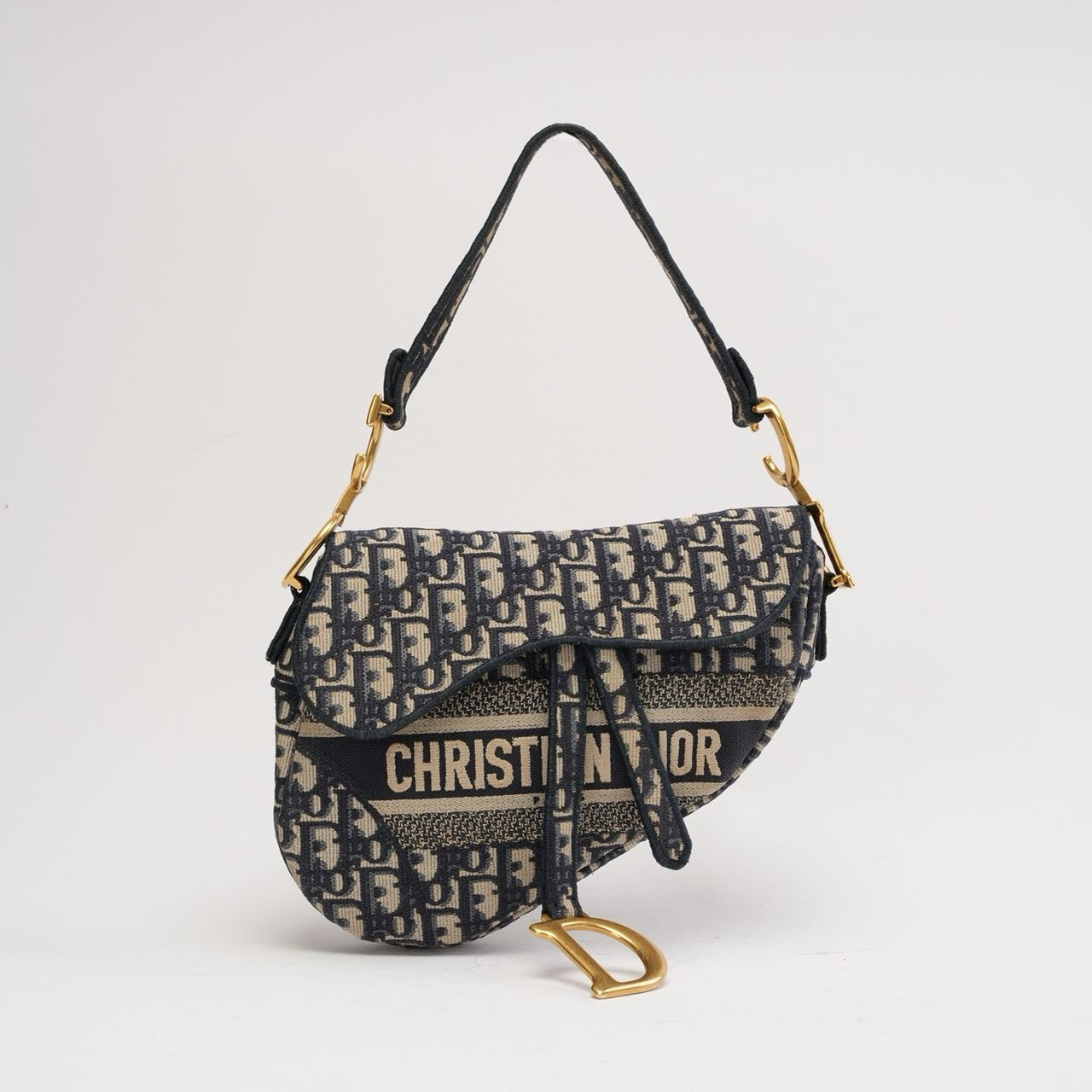Christian Dior Medium Saddle Oblique Canvas Blue 2019