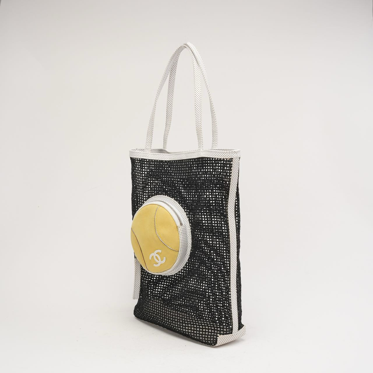 Chanel Vintage Tennis Shopper Tote Bag Black / White 2004
