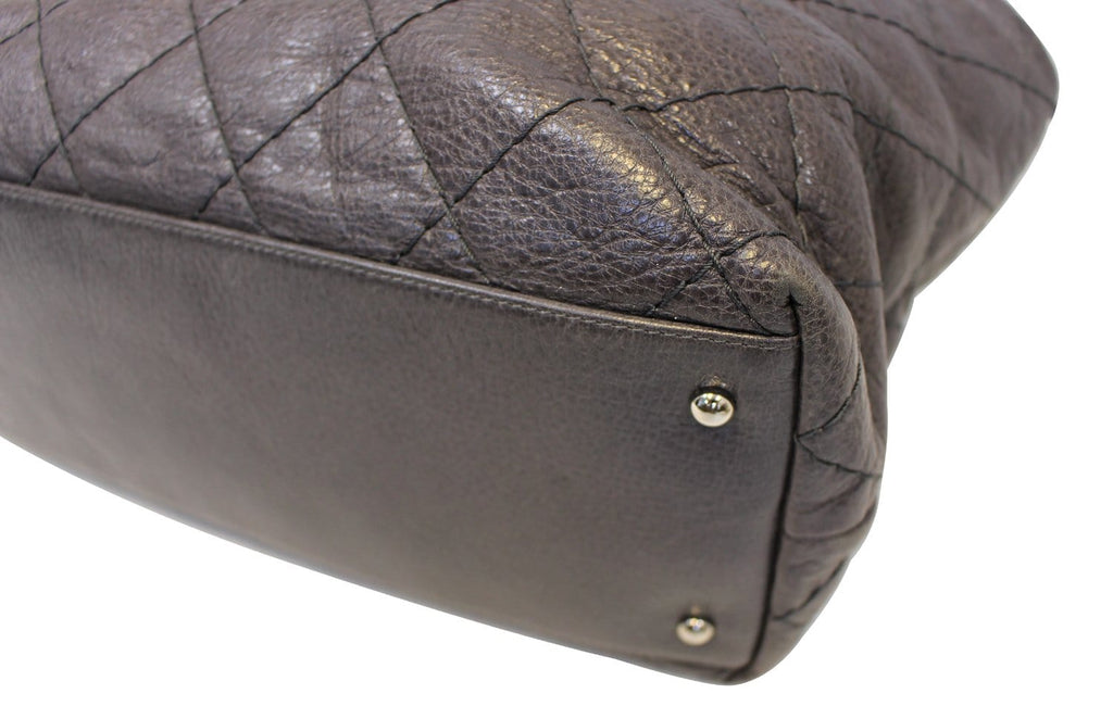 CHANEL Dark Brown Glazed Leather On the Road Tote Bag