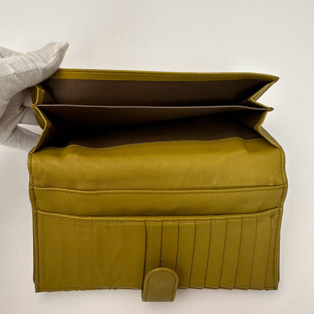 Bottega Veneta Yellow Nappa Wallet Intrecciato Continental Snap Wallet