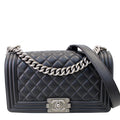 CHANEL Boy Medium Lambskin Leather Shoulder Bag Black