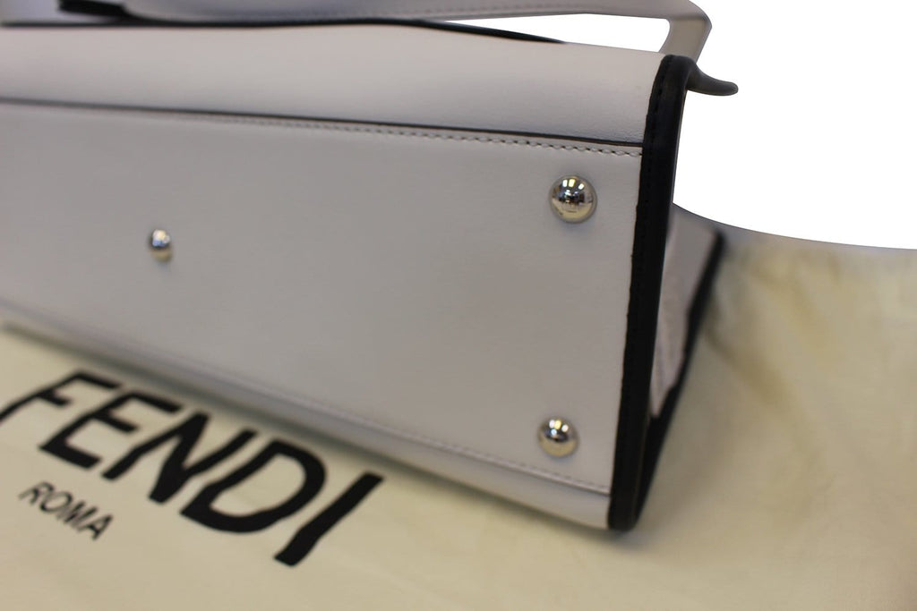FENDI White Leather Runway Tote Bag