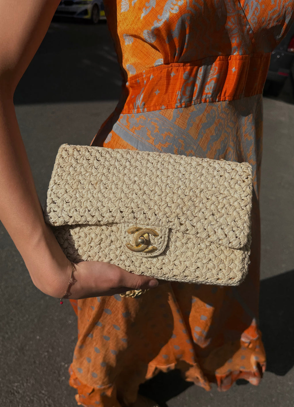 Chanel Raffia Crochet Ancient Greece Medium Flap Beige 2018