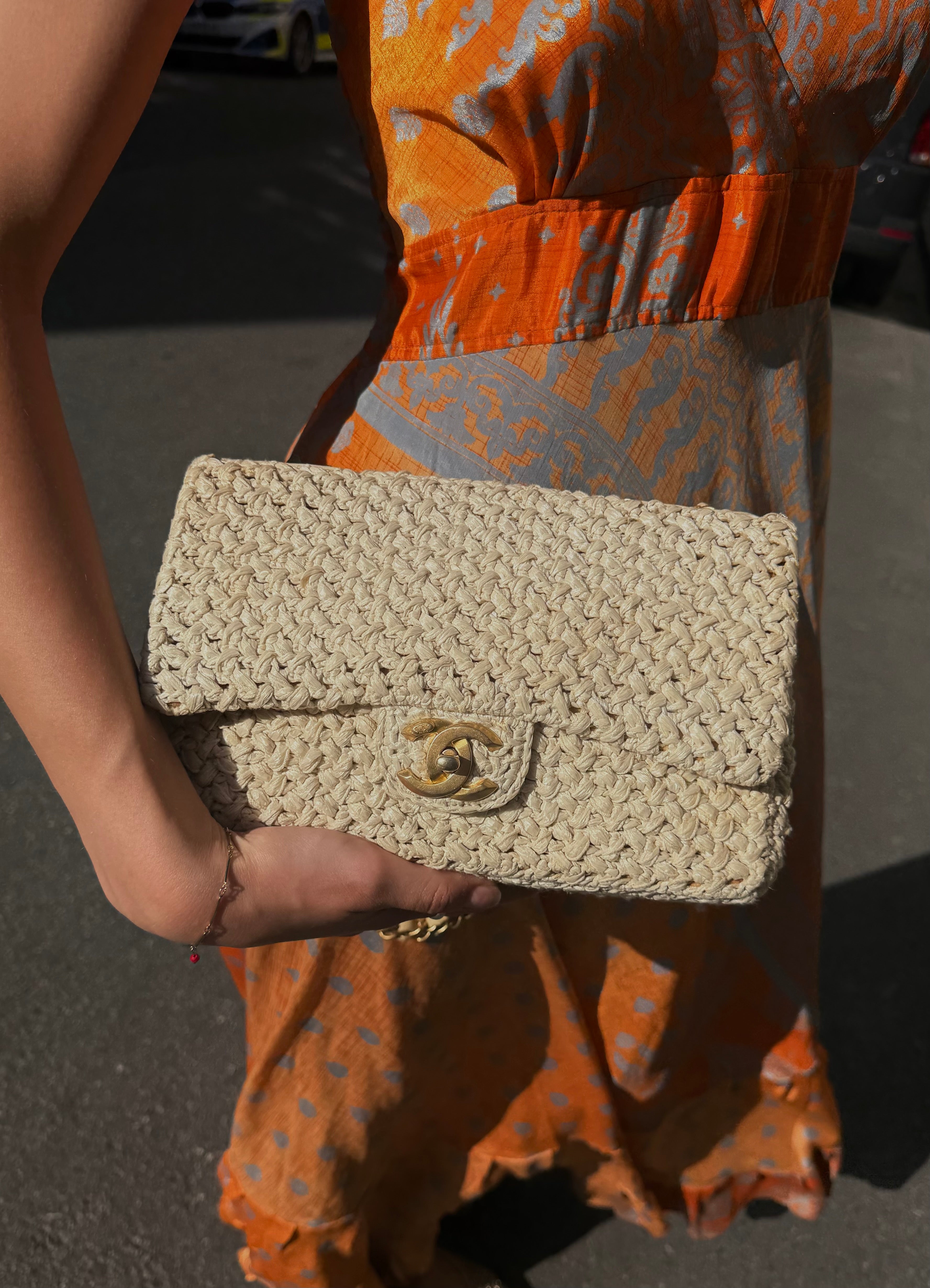 Chanel Raffia Crochet Ancient Greece Medium Flap Beige 2018