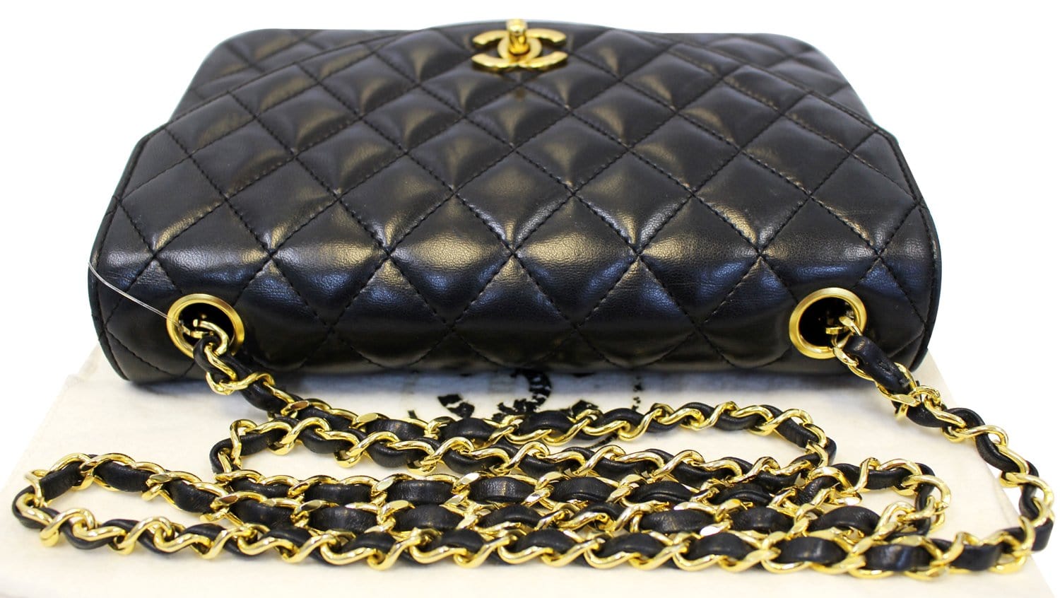 Chanel 9" Black Quilted Leather Shoulder Classic Flap Bag Vintage