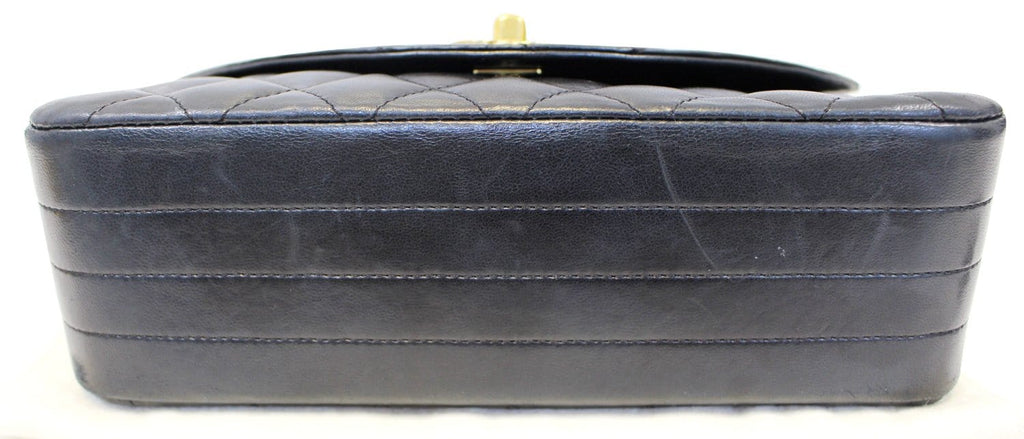 Chanel 9" Black Quilted Leather Shoulder Classic Flap Bag Vintage