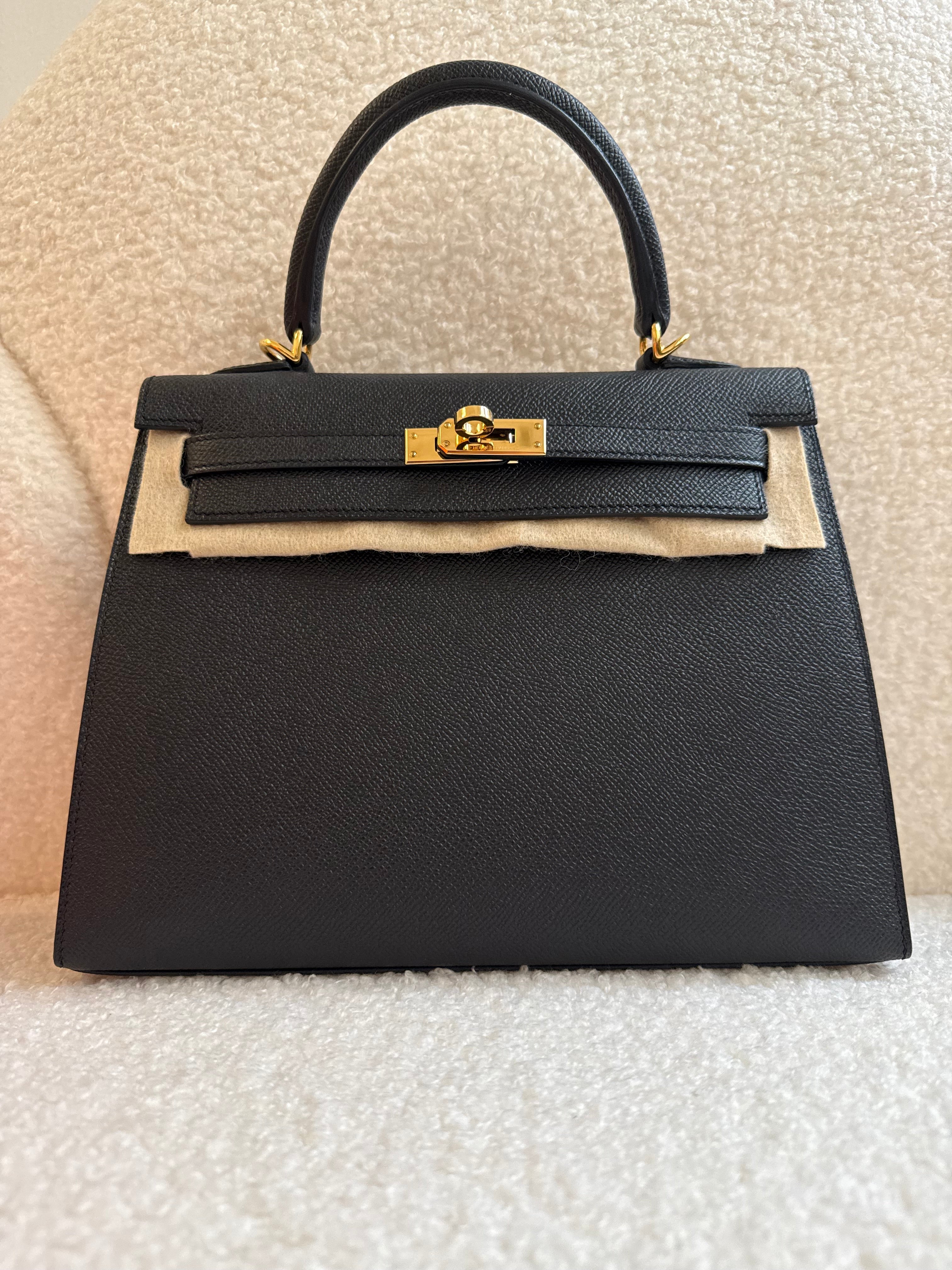 Hermes Sellier Kelly 25 Epsom Leather Black 2024
