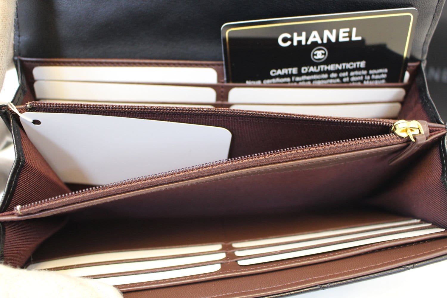 CHANEL Wallet Leather Black Quilted Lambskin Long Flap