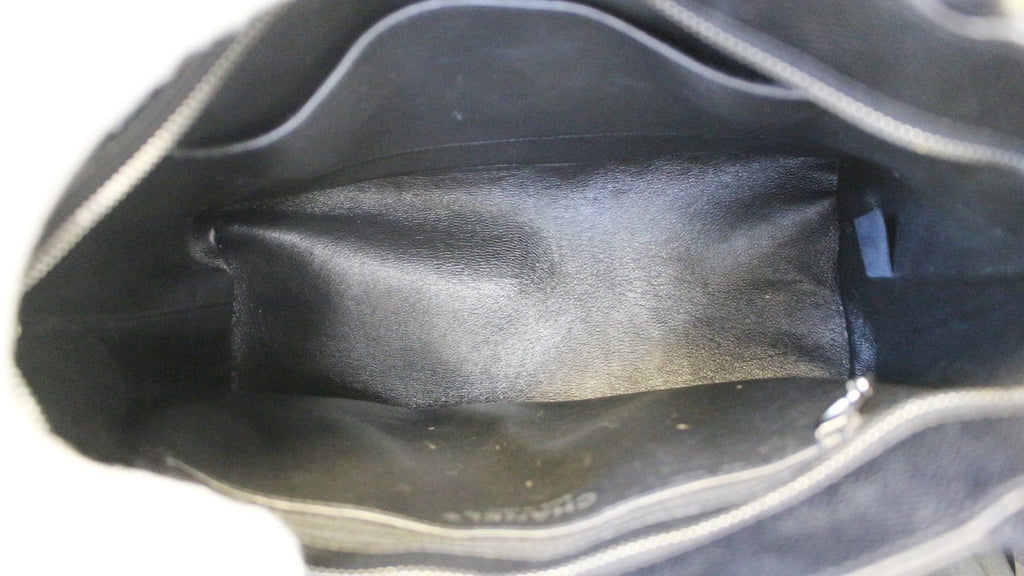 CHANEL Black Quilted Caviar Leather Medallion Tote Bag