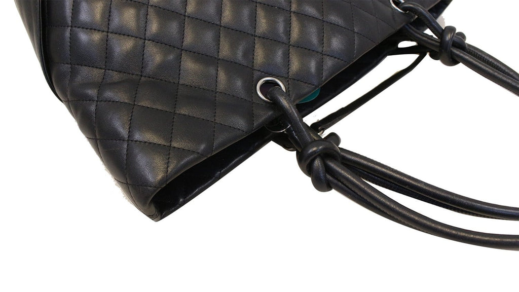 CHANEL Black Calf Skin Leather Large Cambon Tote Bag