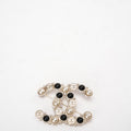 Chanel CC Brooch with Faux Pearls and Black Resin Beads