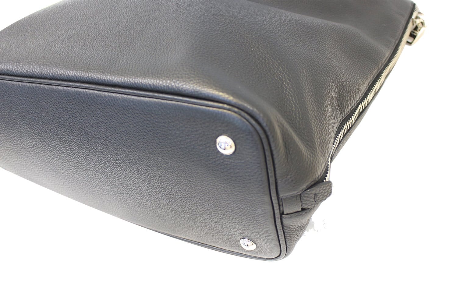 PRADA Black Leather Vitello Phenix Convertible Shopping Tote Bag