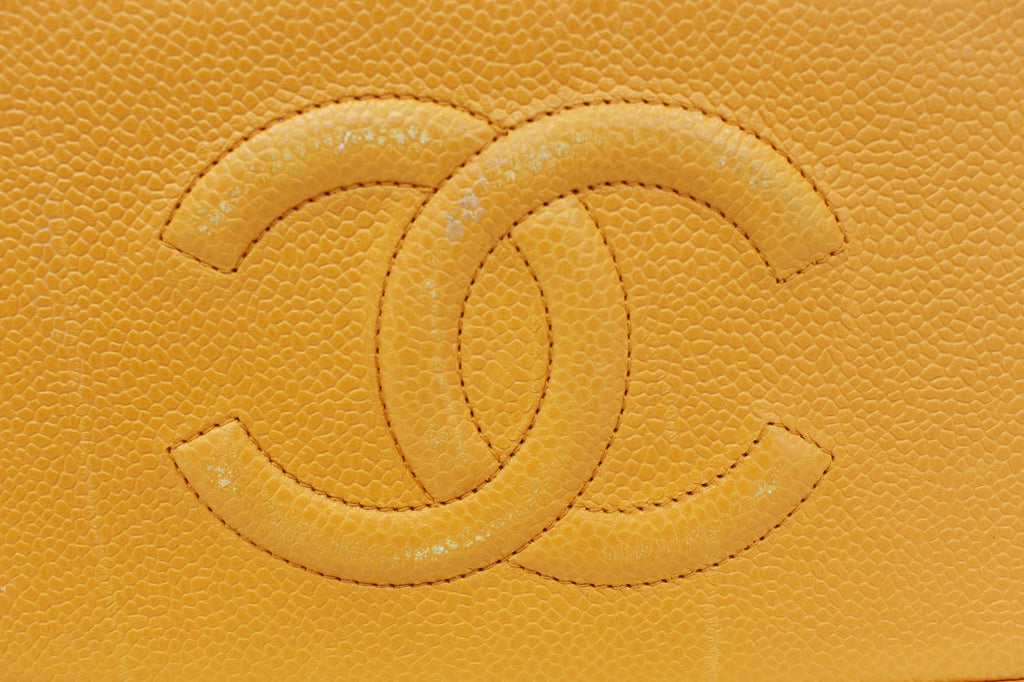 CHANEL Caviar Leather Orange Timeless Shoulder Bag