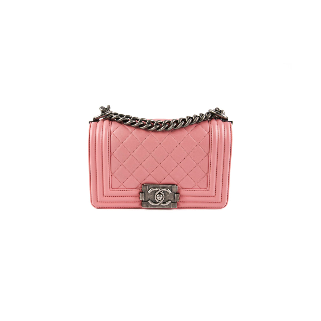 Chanel Small Lambskin Boy Pink Crossbody Bag