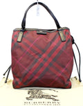 Burberry Buckleigh Packable Burgundy Nylon/Leather Tote  Shoulder Bag