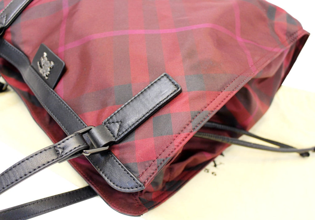 Burberry Buckleigh Packable Burgundy Nylon/Leather Tote  Shoulder Bag