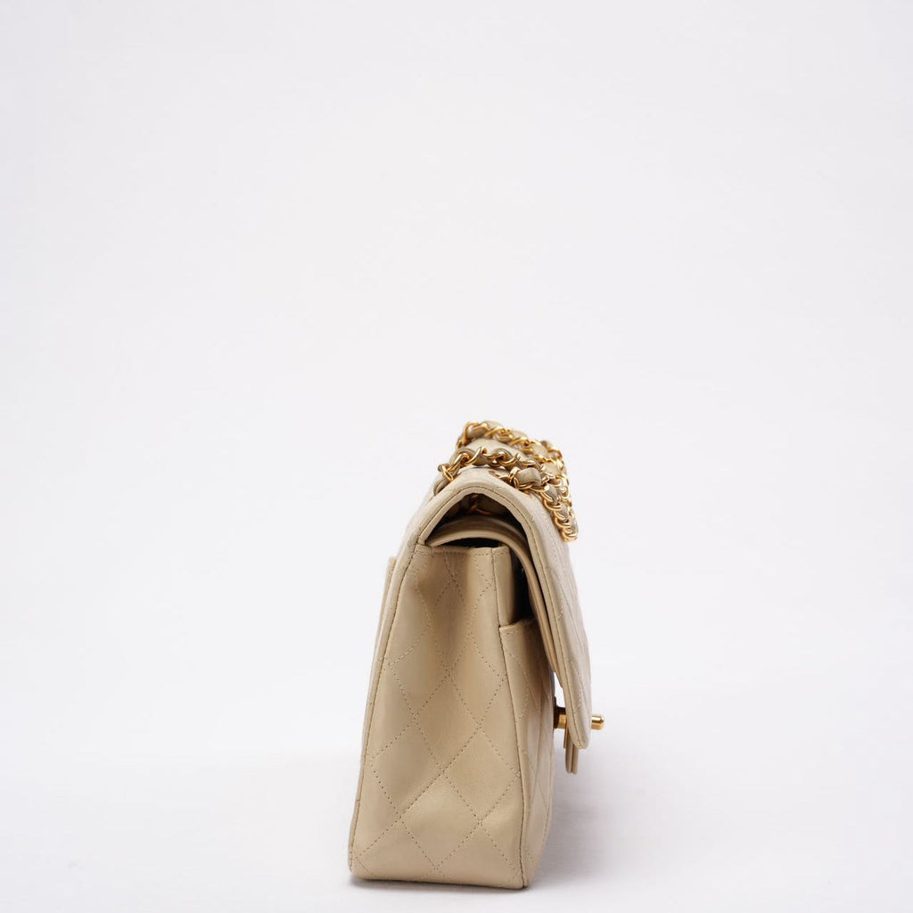 Chanel Beige Vintage Medium Classic Flap Lambskin 1996-1997