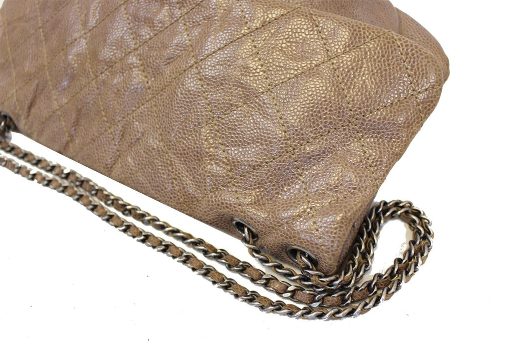 CHANEL CC Flap Medium Dark Brown Caviar Leather Shoulder Bag