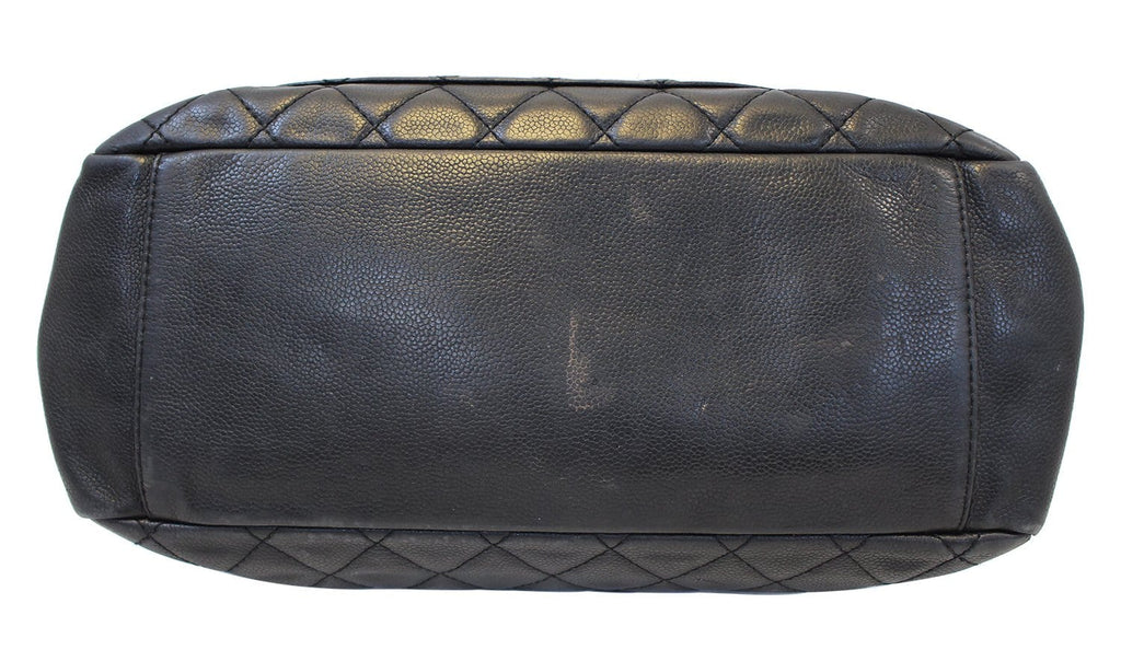 CHANEL Black Caviar Leather Grand Shopping Tote Bag